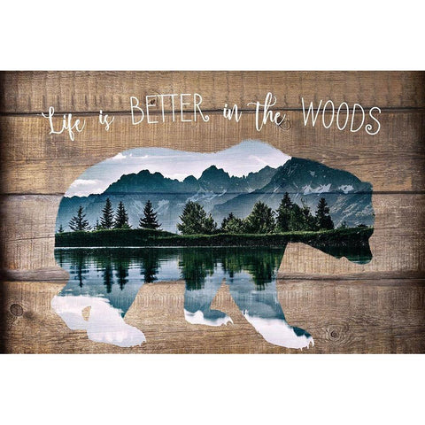 Life is better in the Woods Black Modern Wood Framed Art Print with Double Matting by Kimberly, Allen