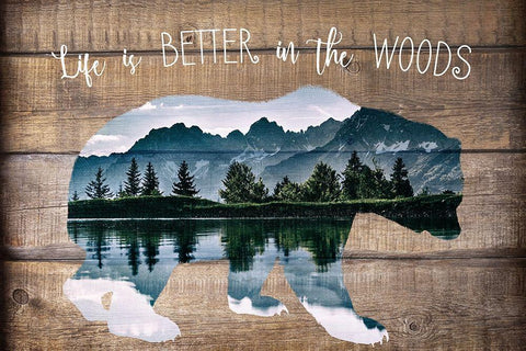 Life is better in the Woods Black Ornate Wood Framed Art Print with Double Matting by Kimberly, Allen