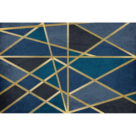 Gold and Blue Maze Black Modern Wood Framed Art Print with Double Matting by Allen, Kimberly