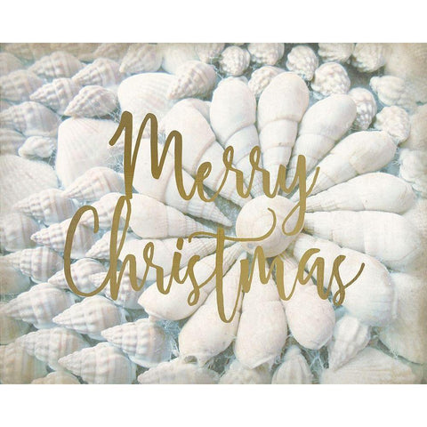 Merry Christmas Shells Black Modern Wood Framed Art Print with Double Matting by Kimberly, Allen