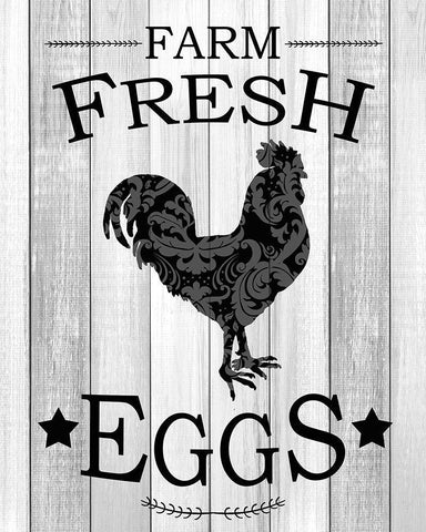 Farm Fresh Eggs Black Ornate Wood Framed Art Print with Double Matting by Kimberly, Allen