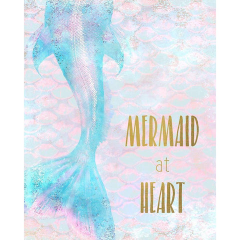 Mermaid at Heart Gold Ornate Wood Framed Art Print with Double Matting by Kimberly, Allen