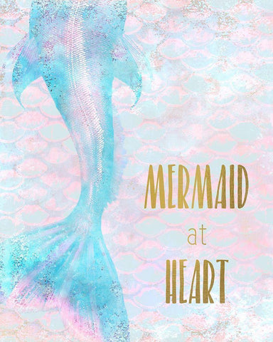 Mermaid at Heart Black Ornate Wood Framed Art Print with Double Matting by Kimberly, Allen