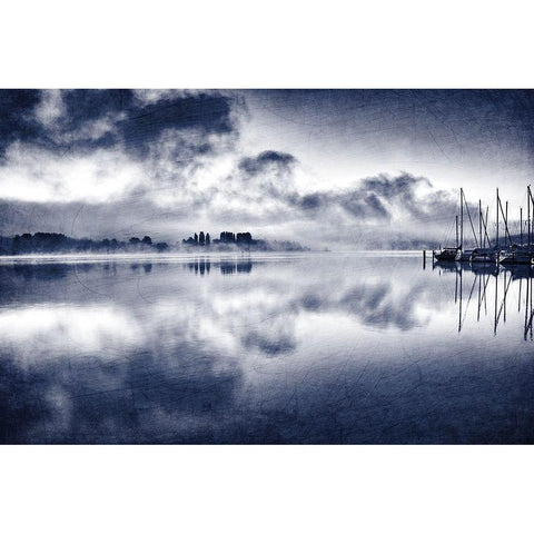 Indigo Sunset White Modern Wood Framed Art Print by Allen, Kimberly