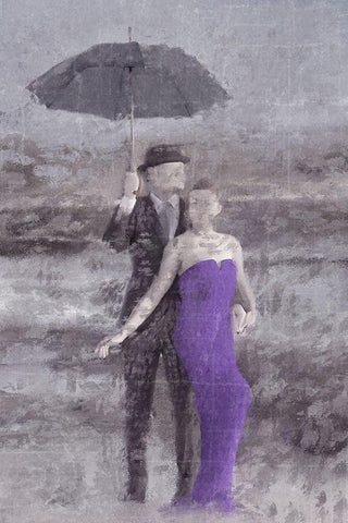 A Dance on the Beach Black Ornate Wood Framed Art Print with Double Matting by Kimberly, Allen