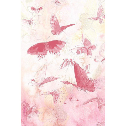 Butterflies Panel 1 White Modern Wood Framed Art Print by Kimberly, Allen