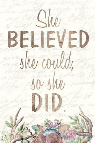 She Believed Black Ornate Wood Framed Art Print with Double Matting by Kimberly, Allen