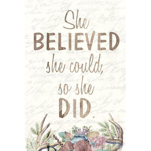 She Believed Black Modern Wood Framed Art Print by Kimberly, Allen