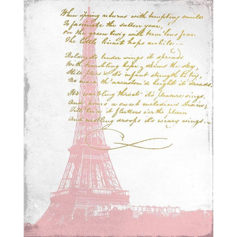 Paris in Pink 1 White Modern Wood Framed Art Print by Kimberly, Allen