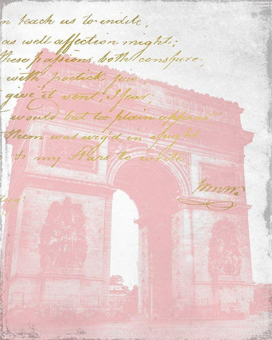 Paris in Pink 2 Black Ornate Wood Framed Art Print with Double Matting by Kimberly, Allen