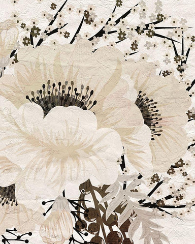 Cream Bloom 1 Black Ornate Wood Framed Art Print with Double Matting by Kimberly, Allen
