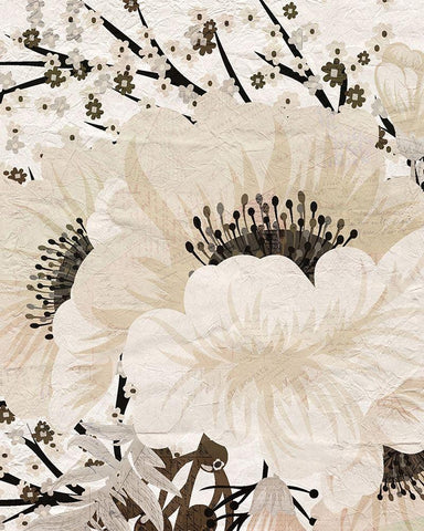 Cream Bloom 2 White Modern Wood Framed Art Print with Double Matting by Kimberly, Allen