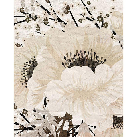 Cream Bloom 2 Black Modern Wood Framed Art Print by Kimberly, Allen