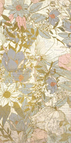 Carte Postale Blooms B White Modern Wood Framed Art Print with Double Matting by Allen, Kimberly