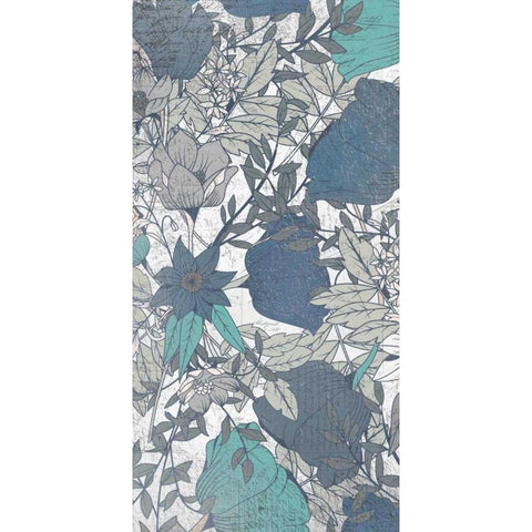Carte Postale Blooms Mineral 1 Black Modern Wood Framed Art Print with Double Matting by Allen, Kimberly