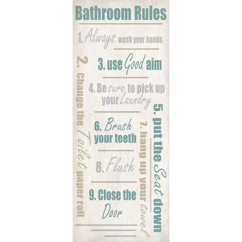 Bathroom Rules  Black Modern Wood Framed Art Print with Double Matting by Allen, Kimberly