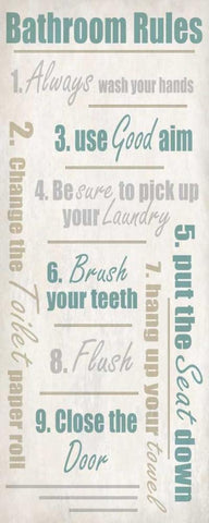 Bathroom Rules  Black Ornate Wood Framed Art Print with Double Matting by Allen, Kimberly