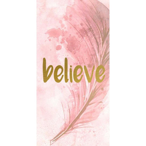 Believe Feathered White Modern Wood Framed Art Print by Allen, Kimberly