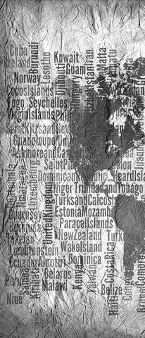 World Tryptich 1 Black Ornate Wood Framed Art Print with Double Matting by Kimberly, Allen