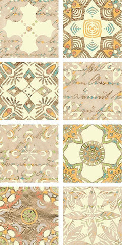Panel of Tiles 1 Black Ornate Wood Framed Art Print with Double Matting by Kimberly, Allen
