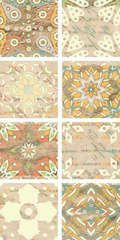 Panel of Tiles 2 White Modern Wood Framed Art Print with Double Matting by Kimberly, Allen