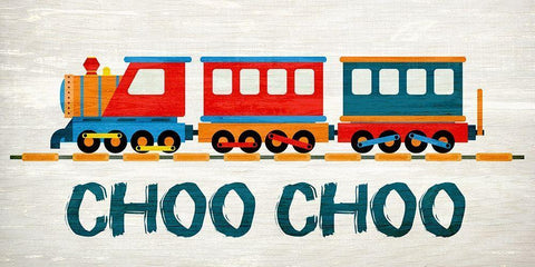 Choo Choo 1 White Modern Wood Framed Art Print with Double Matting by Kimberly, Allen