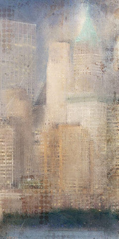 City Life B White Modern Wood Framed Art Print with Double Matting by Kimberly, Allen