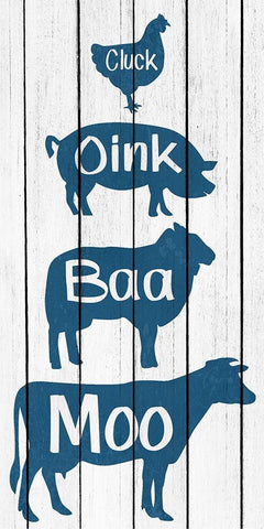 Moo Oink White Modern Wood Framed Art Print with Double Matting by Kimberly, Allen