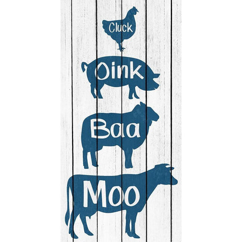 Moo Oink White Modern Wood Framed Art Print by Kimberly, Allen