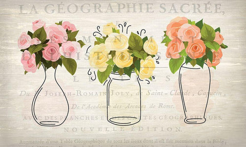 3 Vases White Modern Wood Framed Art Print with Double Matting by Kimberly, Allen