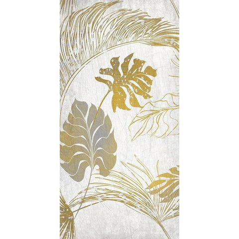 Golden Leaves Tropics 1 Gold Ornate Wood Framed Art Print with Double Matting by Kimberly, Allen