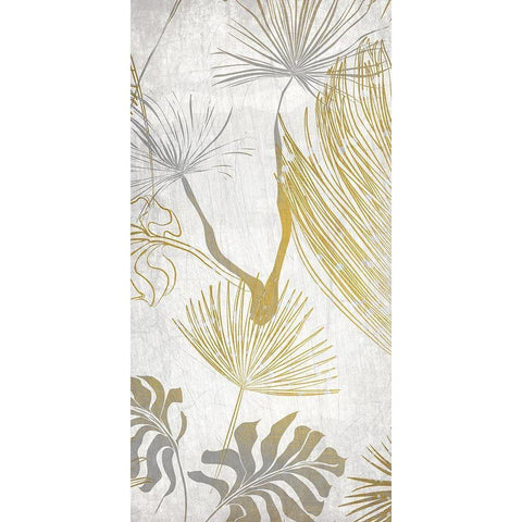 Golden Leaves Tropics 2 White Modern Wood Framed Art Print by Kimberly, Allen