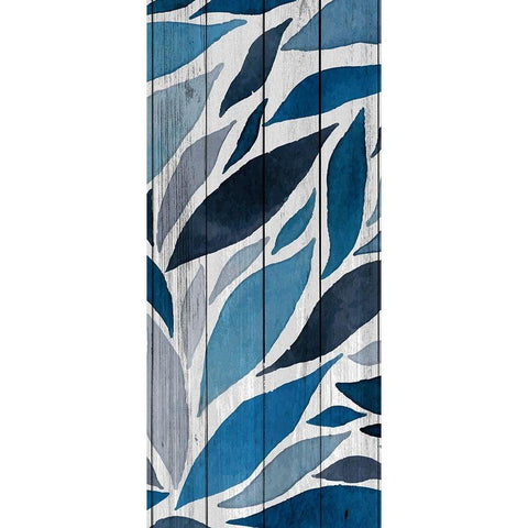 Indigo Leaves 2 Gold Ornate Wood Framed Art Print with Double Matting by Allen, Kimberly