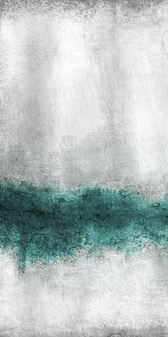 Teal Tones Panel A Black Ornate Wood Framed Art Print with Double Matting by Allen, Kimberly