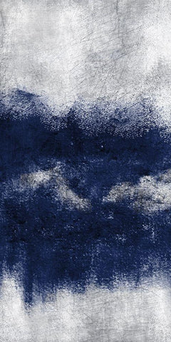 Indigo Tones Panel C White Modern Wood Framed Art Print with Double Matting by Allen, Kimberly