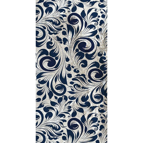 Indigo Damask Panel 1 Black Modern Wood Framed Art Print with Double Matting by Allen, Kimberly