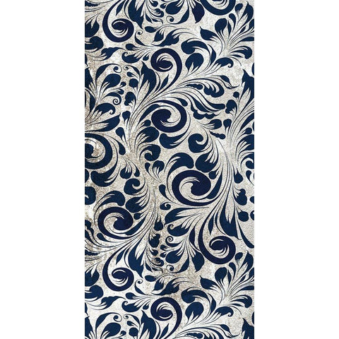 Indigo Damask Panel 2 White Modern Wood Framed Art Print by Allen, Kimberly