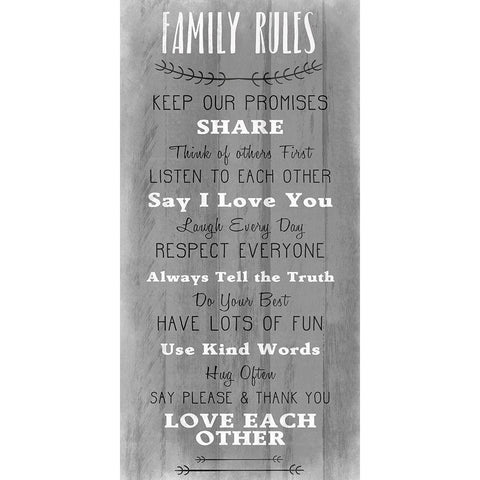 Family Rules v5 White Modern Wood Framed Art Print by Kimberly, Allen