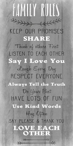 Family Rules v5 Black Ornate Wood Framed Art Print with Double Matting by Kimberly, Allen