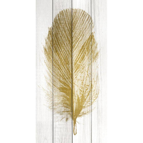 Feather of Gold 1 Gold Ornate Wood Framed Art Print with Double Matting by Kimberly, Allen