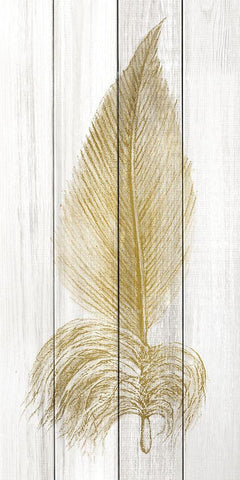 Feather of Gold 2 White Modern Wood Framed Art Print with Double Matting by Kimberly, Allen