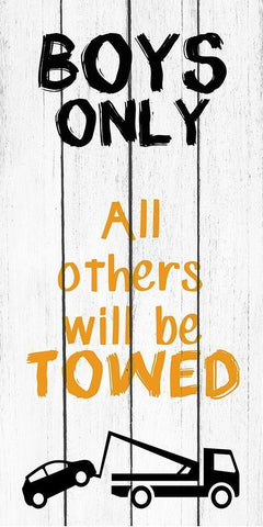 Boys Only White Modern Wood Framed Art Print with Double Matting by Kimberly, Allen