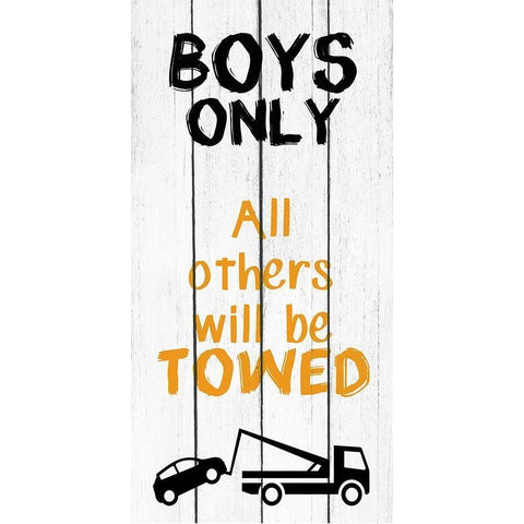 Boys Only White Modern Wood Framed Art Print by Kimberly, Allen