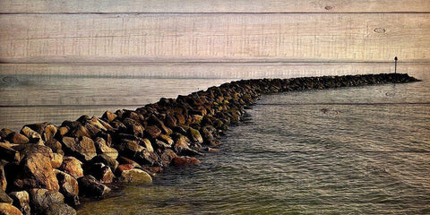 Rock Path White Modern Wood Framed Art Print with Double Matting by Kimberly, Allen