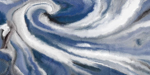 Indigo Swirl White Modern Wood Framed Art Print with Double Matting by Kimberly, Allen