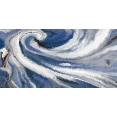 Indigo Swirl Black Modern Wood Framed Art Print by Kimberly, Allen