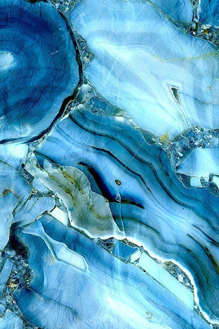 Indigo Streams White Modern Wood Framed Art Print with Double Matting by Kimberly, Allen