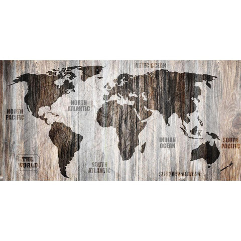 The World v1 Black Modern Wood Framed Art Print with Double Matting by Kimberly, Allen