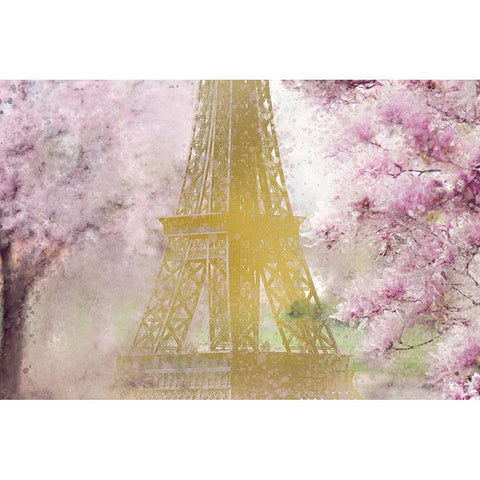 Pink Paris Gold Ornate Wood Framed Art Print with Double Matting by Kimberly, Allen