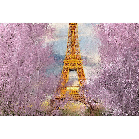 Paris in Bloom White Modern Wood Framed Art Print by Kimberly, Allen